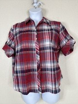 Alia Womens Size PXL Red, White, &amp; Blue Plaid Button Up Shirt Elbow Sleeve - £7.47 GBP