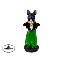 Dashboard Hula Dog French Bulldog Car Bobblehead Figurine 6 Inches Green... - £17.39 GBP