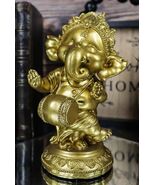 Hindu Elephant God Ritual Dancing Ganesha With Mridangam Drum Golden Sta... - $327.37 MXN