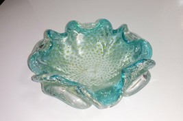 MCM Murano Art Glass 5.75&quot; Polveri Gold Leaf w/Bullicante Bowl Ashtray A. Seguso - £94.14 GBP