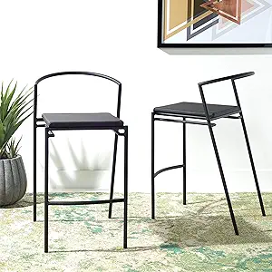 Safavieh Home Collection Knightley Black Faux Leather 26-inch Counter Stool (Set - £523.30 GBP