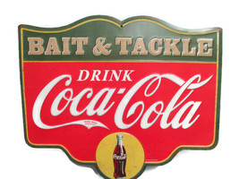 Coca-Cola Bait and Tackle Tin Tacker Sign Green - BRAND NEW - £17.12 GBP