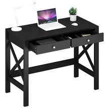 Home Office Desk Writing Computer Table Modern Design Black Desk With Drawers, M - £201.17 GBP