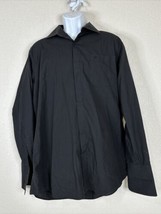 Stacy Adams Men Size 16.5 Black Button Up Shirt Long Sleeve 34/35 Pocket - £5.30 GBP