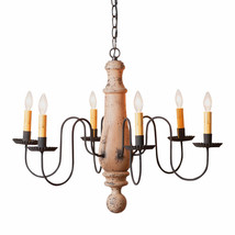 Large Norfolk Chandelier 6 Arm Wood Metal Light Fixture Hartford Buttermilk USA - $579.95