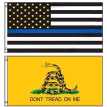 3x5 Gadsden Don&#39;t Tread on Me &amp; USA Police Memorial Flag 3x5 2 Flags Banner Poly - £7.21 GBP