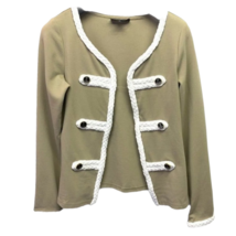 Katherine New York Womens Jacket Coat Khaki Tan Stretch Collarless Braid... - £34.22 GBP