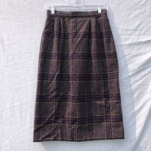 Pendleton Size 8 Purple Grey Black Plaid Pencil Skirt 100% Wool Vintage ... - £23.35 GBP