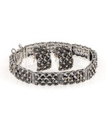 Gorgeous Sterling Silver Marcasite Bracelet and Earring Set Milgrain Detail - $7,451.45 MXN
