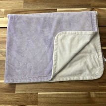 Pottery Barn Kids Baby Girl Crib Blanket Lovey Velour Purple White Minky 29”x38” - £16.65 GBP