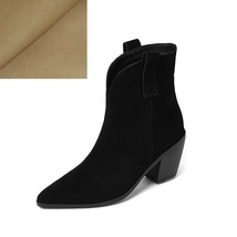 Spring Autumn Western Boots  Slip On Women&#39;s Winter Shoes Woman Cowgirls Cow Sue - £113.21 GBP