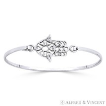 Hamsa Hand Multi-Heart Evil Eye Luck Charm Cuff Bangle Sterling Silver B... - $35.09