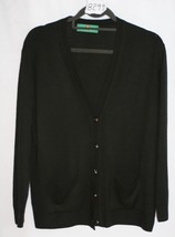 MONTAGUE BLACK LONG BUTTON FRONT V NECK CARDIGAN SZ L #8299 - £11.83 GBP