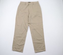 Vintage 90s DKNY Mens 34x32 Faded Flat Front Wide Leg Cotton Chino Pants Brown - £39.52 GBP