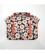 Handmade Canvas Messenger Bag Blue Orange White Daisy Faux Leather 10&quot;x ... - £62.84 GBP