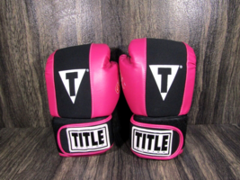 Title Boxing Gloves Pink Black Leather Gel Enforced Lining Comfort Fit Medium - £31.18 GBP