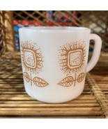 Vintage 70s Milk Glass Coffee Tea Cup Mug Brown Sunflower Federal Glass ... - $13.67 CAD