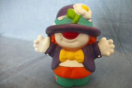 Little People Fisher Price Clown 2003 Figure Purple Hat and Over Coat 2 1/2"  - $1.82
