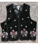 VTG TanTrums Vest Velvet Floral Embroidered Granny Cottage Holiday Petit... - €21,46 EUR