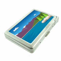 Lake Mountains Art Em1 100&#39;s Size Cigarette Case with Built in Lighter Wallet - £16.23 GBP