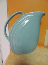 Vintage Art Deco Hall Pitcher 8.25&quot; Nora Light Blue Pottery Ceramic w/ I... - $40.49