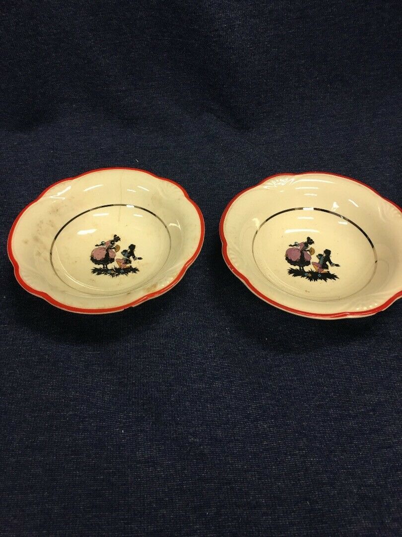 Two pcs.  Courting Couple USA 1930's Porcelain fruit bowl VINTAGE HOMER LAUGHLIN - $21.77