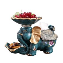 Luxury Elephant Tissue Box Organizer, Green Bronze Resin Desktop Decor, ... - $299.00