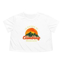 Women&#39;s Cropped Flowy Tee-Green Mountains and Sun Print-Personalized Casual Tee- - £34.58 GBP+