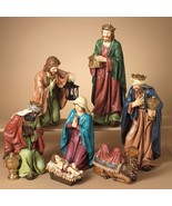 DELUXE HAND PAINTED 22.3&quot; 7 PIECE RESIN NATIVITY SET CHRI... - £305.50 GBP