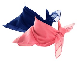 50s Style Sheer Chiffon Square Scarves Set w 1 Blue and 1 Pink Scarf - H... - £14.93 GBP