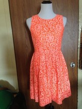 MADEWELL Neon Orange Lace Floral Design Cotton Blend Sleeveless Dress SZ 4 - $39.60