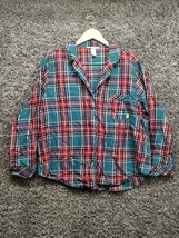 Victoria Secret Flannel Sleep Shirt Women XL Green Plaid Pattern Sleepwear - £18.09 GBP