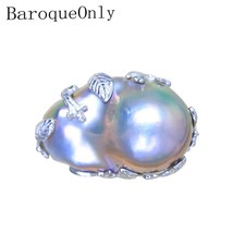 15-28mm gray natural freshwater baroque pearl adjustable rings high quality natu - £56.13 GBP