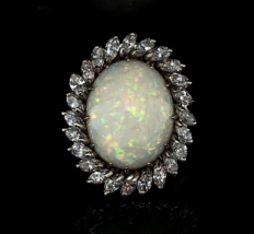 Platinum Genuine Natural Opal and 2.50cts Diamonds Ring Pendant Jewelry (#J5849) - £4,475.62 GBP