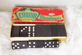 Vintage Halsam Crown Double Six Dominoes Set No. 220 (28 Pieces) - Original Box - £11.19 GBP