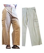 Vintage 90s Y2K Mens Cargo Pants 37x26 Short Cropped Womens 14 Straight ... - $48.21