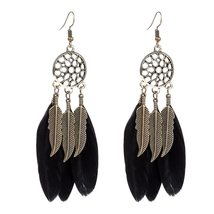 AIXCE 1pair Jewelry Women Dangling Leaf Bohemia Style Vintage Feather Earrings D - $9.71+