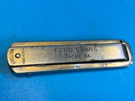 Old Vtg Collectible Executive Flip Out Pocket Knife Engraed Ford Evans Phone 64 - £23.93 GBP