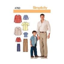 Simplicity Sewing Pattern 4760 A Boys and Men Shirts and Pants  - $31.00