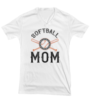 Mom TShirt Softball Mom White-V-Tee  - £17.65 GBP