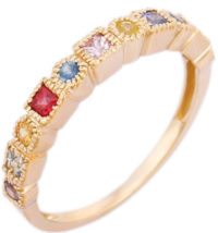 18K Gold Rainbow Sapphire Ring - £375.78 GBP