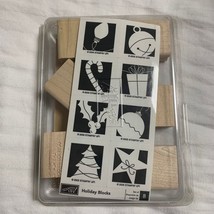 Stampin Up Holiday Blocks Retired Stamp Set Rubber Unmounted Christmas B... - $44.55