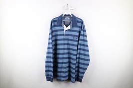 Vintage LL Bean Mens XL Faded Spell Out Striped Long Sleeve Rugby Polo Shirt - £46.56 GBP