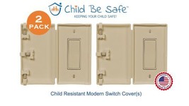 2-Pack Child Be Safe Child and Pet Proof IVORY Wide Modern Switch Safety Cover - £18.95 GBP