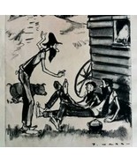 1940 Esquire Cartoon Webb Farmer&#39;s Outhouse Christmas Humor Art Holidays... - $29.99