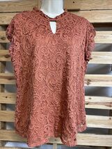 Perseption Concepts Brown Lace Blouse Top Woman's Size XL KG - $9.89