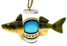 Midwest CBK Beer Drinkers Christmas Ornament Fish Blue and Green Resin - £6.85 GBP