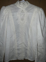 Vtg Gunne Sax Blouse Ivory Lace shirt top Sz 3 Poly Cotton CottageCore - €55,88 EUR