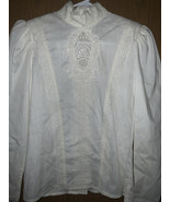 Vtg Gunne Sax Blouse Ivory Lace shirt top Sz 3 Poly Cotton CottageCore - $88.24 CAD