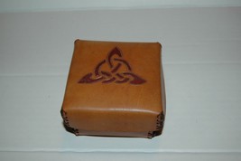 Vintage Leather Trinket Box Celtic Knot WM 4996 Hand Sewn - £27.96 GBP